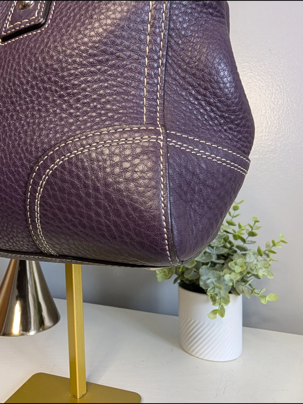 Coach Y2K Hamptons Pebbled Leather Satchel #F13961, Purple, EUC!
